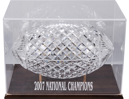 Rare (1 of 3) High-End 2007 LSU Tigers National Championship Waterford Crystal Football Presented to LSU Athletic Director Skip Bertman